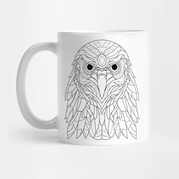 Abstract Hawk Essence: Intricate Line Art Interpretation by AmandaOlsenDesigns